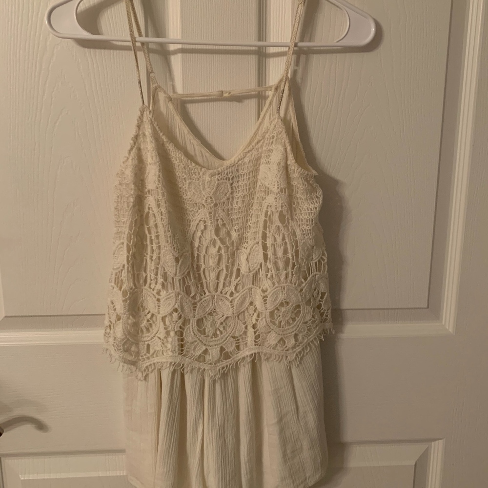cream lace romper